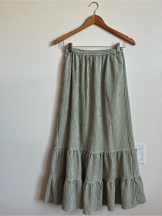 Max Studio Dresses & Skirts - Max Studio Olive & White Striped Tiered Maxi Skirt